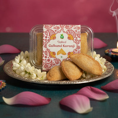 Baked Gulkand Karanji / बेक्ड गुलकंद करंजी